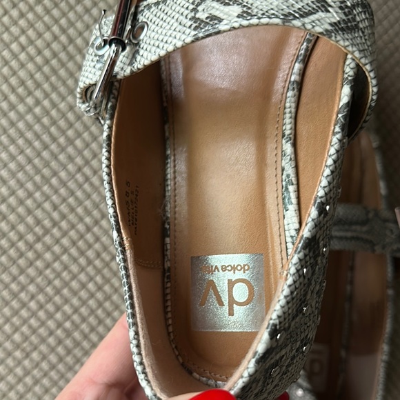 Gray Snakeskin Mary Jane Flats - Picture 3 of 4